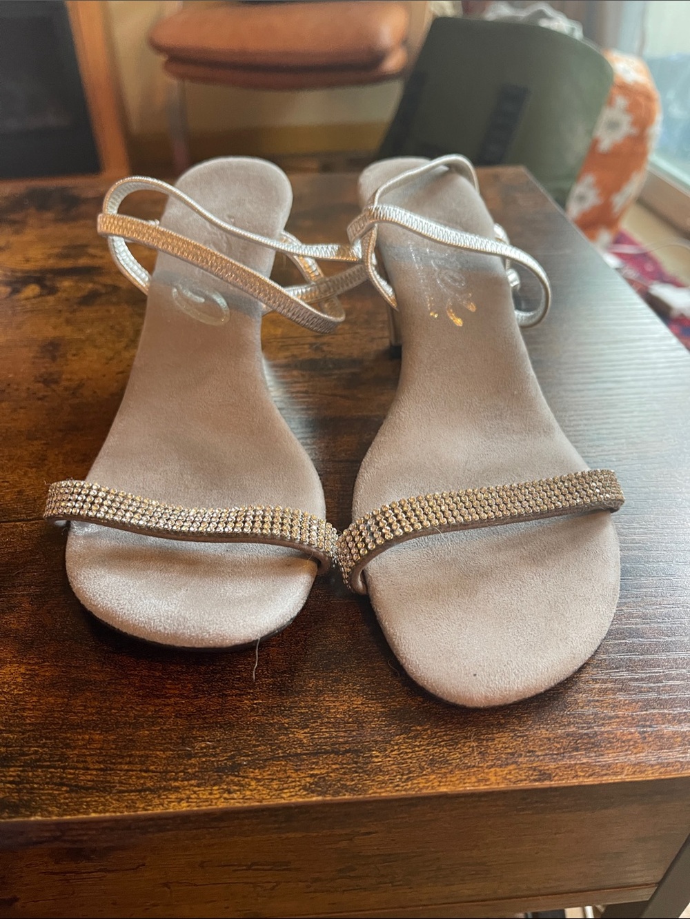 Onex Champagne Gold Rhinestone Strap Flat Sandals
